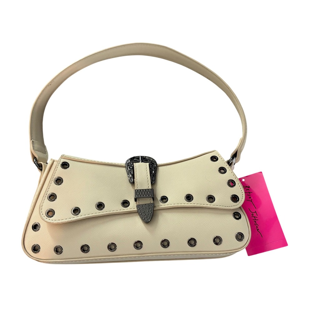Betsey Johnson XO Isla Baguette Shoulder Bag Chalk Grommet Buckle XOISLA2